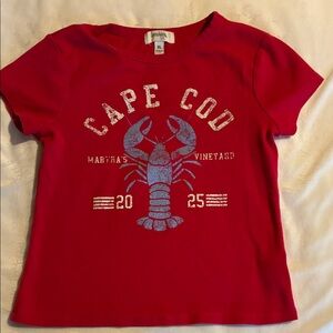 Speechless Kids Girls size XL Red Cape Cod fitted crop tee